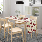 Red Cherry Table Runner Watercolor Spring Summer Wild Berry Tropical Fruit Theme Dinner Runner for Girl Baby Shower Party Holiday Home Kitchen Dining Table Decor 13x70