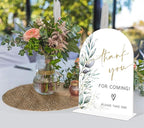 Acrylic Wedding Signs, Greenery Theme Thank You for Coming Sign, Wedding Reception Signage, Bridal Shower Table Decor with Stand, Engagement, Anniversary, Newlywed Events and Parties Supplies, 10