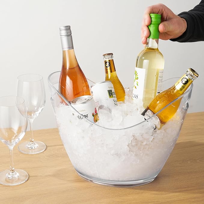 True Chill Acrylic Ice Buckets for Parties and Drinks, 2.11 Gallons (8 Liters) Wine Beer Champagne Bucket, Beverage Tubs Hosting Essentials, Set of 1