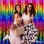 4 Pack Rainbow Fringe Curtain Backdrop, 3.2Ft x 6.6Ft Colorful Metallic Tinsel Foil Fringe Streamers for Photo Booth Birthday Wedding Baby Shower Carnival Easter Mother’s Day Party Decorations