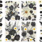 90P Black & White Dried Flowers for Crafts, Real Natural Pressed Flowers in Halloween-Style Tones for Resin Art, DIY Crafts, Jewelry & Candle Decor – Tweezers Included