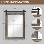 COGOOD Farmhouse Barn Door Mirror - 21" x 30" Rustic Wood Framed Wall Mirror for Bathroom, Living Room, Entryway Wall Decor (Speckled White)