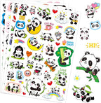 Cute Panda Stickers Cool Funny Panda Adhesive Waterproof Stickers 665 Counts for Zoo Animal Birthday Invitations Envelopes Decorations Party Goodie Gifts Bags Decor School Game Class Rewards