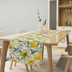 Lemon Table Runner,Watercolor Fruit Green Leaves Spring Summer Table Cloth Kitchen Dining Table Home Party Decoration 13x120 Inch