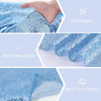 Sequin Table Runners 2 Pieces Baby Blue Table Runners 12x72 Inch Glitter Dining Table Cover for Party Wedding Birthday Reception Banquet Decoration Spring Party Chair Sashes