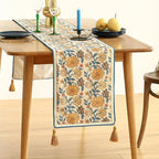 ISAENNE Designer Bohemian Elegant Linen Table Runner 87 Inches Long,Floral Pattern Duable Decor Table Runners for Dining Tables,Thanksgiving,Kitchen Tables,Christmas,12"*87"-Estevan B