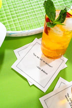 Five Star Napkins White Cocktail Napkins – 50 Luxury Cotton Disposable Cocktail Party Napkins with Quotes – 4.5" x 4.5" for Home Bars, Game Nights, Beverages, Birthdays, Weddings & Holidays