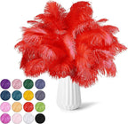 NEWONG 30pcs red Ostrich Feathers Natural Bulk 8-10inch(20-25cm) Vase Craft Wedding Home Party Centerpieces Christmas Day Decoration