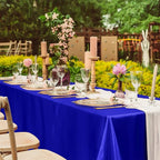 TURSTIN 4 Packs Satin Tablecloth 102 x 58 Inch Overlay Satin Table Cover Rectangle Bright Silk Tablecloth Smooth Fabric Table Decoration for Wedding Banquet Party Events, Royal Blue