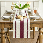 Artoid Mode Red Farmhouse Woven Rustic Table Runner, Seasonal Holiday Hollow Kitchen Dining Table Decoration for Home Party Decor 12x60 Inch