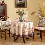 patdrea Designer Linen French Round Table Cloth,Vintage Red Floral Durable Breathable Colorful Dacorative Tablecloth for Kitchen Dining,Christmas,Thanksgiving,Holiday,Diameter 67"-Newmari