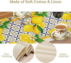 Lemon Table Runner,Spring Summer Seasonal Yellow Blue Table Runner for Kitchen Dining Table Home Party Decoration 13x36 Inch