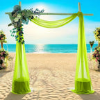 MDS Halloween Chiffon Draping Fabric - 2 Panel, 30" Wide x 75ft Long - Sheer Spooky Arbor & Canopy Drapery for Haunted House Backdrops, Party Ceilings, DIY Costumes & Themed Events - Parrot Green