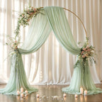Wedding Arch Draping Fabric,1 Panel 18FT Sage Green Arch Backdrop Drapes Chiffon Fabric Drapes Arbor Drapery for Wedding Ceremony Reception Swag Decorations