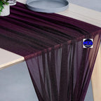 MDS Halloween Chiffon Table Runner - 10 Pack, 29 x 170 Inches, 14ft Each - Sheer Spooky Table Runners for Haunted House Parties, Trick-or-Treat Tables, Witchy Décor, Wedding & Events - Eggplant
