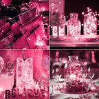 kolpop 6 Pack LED Fairy Lights Battery Operated, Mini Twinkle String Lights Battery Powered Waterproof for Christmas Mason Jars Party,Pink