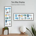 12x36 Picture Frame 2 Packs, Real Glass and Grey Wood Frame, Display Collage Pictures Twelve 4x6 With Mat or Pennant 12 x 36 Without Mat - Horizontal or Vertical Wall Mounting