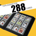 Toploader Binder with 9-Pocket Pages, Holds 288 "3×4" Rigid Toploader Hard Cases, Card Holder for Collectible Cards or Sports Cards, Durable Sleeves for Storage & Display (Gray)