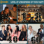 Pooqla Decorative Led Light Up Number Letters, Black Plastic Marquee Number Lights Sign for 5th 15th 50th Birthday Party Wedding Decor Battery Operated Black Number 5