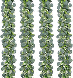N&T NIETING 4 Pack Artificial Eucalyptus Leaf Garland, Faux Greenery Garland Decor 6 FT Summer Garlands, Fake Hanging Vines Garlands for Decoration Table Mantle