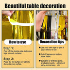 3 Pack 29 x108 Inch Black Gold Silver Foil Fringe Table Skirts Metallic Banner for Tinsel Streamer Garland Backdrop for Parade Floats Wedding Thanksgiving Birthday Christmas New Year Party Decoration
