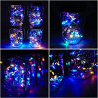 Solar Mason Jar Lid String Lights, 8 Pack 20 Led String Fairy Star Firefly Jar Lids Lights with 8 Hangers Included, for Patio Garden Wedding Lantern (Multi-Colored)