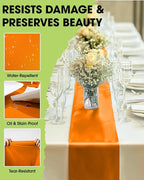 Pureegg Orange Plastic Table Runners - 10 Pack, 14'' x 108'', Water Resistant & Disposable Centerpiece Decorations for Table Cloth, Wedding, Birthday, Thanksgiving, Harvest, Party, Home Decor