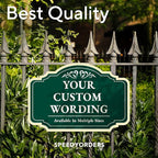 Custom Decorative Outdoor Metal Signs, Personalized Aluminum Signs, Customized Driveway Signs, Waterproof Signs Made In USA, Design 2 Forest Green 42x28 In