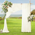 SiinvdaBZX 4 Panels Wedding Arch Draping Fabric 30" x 20Ft Ivory Sheer Chiffon Fabric Outdoor Extra Long Decorative Drapery Fabric for Party Ceremony Ceiling Curtain Backdrop