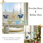 HDCRYSTALGIFTS 6PCS Crystal Butterfly Suncatchers for Window Hanging Ornaments, Rainbow Maker Sun Catchers Indoor Window Wedding Garden Home Decor Gifts