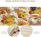 Autumn Table Runner,Seasonal Pumpkins Thanksgiving Kitchen Dining Table Decoration for Home Party Decor 13x120 Inch