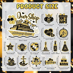 50th Anniversary Cruise Door Magnets Decorations, Gold Black Happy 50th Anniversary Cruise Ship Door Decor Magnetic for Married in 1975 Men Women Wedding Party Refrigerator Fridge Car Kitchen Garage