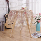 Round Embroidered Lace Tablecloth Vintage Decorative Exquisite Border Table Cover for Party Wedding Home Decorations, Round-60, Red