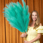 Pampas Grass Decor Tall, 43"/110cm Faux Pampas Grass 6 Stems Large Pompass Grass Branches Tall Bulk Boho Flower Arrangement for Home Room Wedding Party Decor (Green)