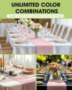 Pureegg Dusty Pink Plastic Table Runners - 10 Pack, 14'' x 108'', Water Resistant & Disposable Centerpiece Decorations for Table Cloth, Wedding, Birthday, Holiday, Baby Shower, Party, Home Decor