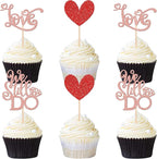 24 PCS We Still Do Cupcake Toppers Glitter Love Heart Bridal Shower Cupcake Picks for Wedding Engagement Bridal Shower Theme Party Cake Decorations Supplies Rose Gold