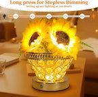 Birthday Gifts for Women, Gift Basket for Mom Sunflower Cordless Table Lamp,3 Color Crystal Lamps Touch Bedside Lamps Infinitely Dimming with USB Charge Small Night Light for Bedroom