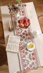 Decorative Linen Table Runner 87 Inches Long,Green Floral Rustic Farmhouse Runner for Table Decor Tabletop Table Runners for Kitchen,Dining,Party,Home,Christmas,12"*87"