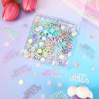MARFOREVER Iridescent Happy Birthday Confetti, Birthday Party Confetti Metallic Foil Sprinkles Confetti Table Scatter for Kids Adult Party Baby Shower Decorations
