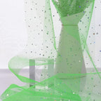 Glitter Tulle Rolls, 6' by 50 Yards (150FT) Sequin Tulle Netting Fabric for Tutu Skirts Sewing Birthday Wedding Party Decoration (Green)
