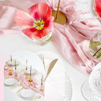 Aktor 4 Pack Pink Table Runner Boho Cheesecloth Table Runner Semi Sheer Gauze Fabric Runners for Wedding Birthday Baby Shower Party Boho Table Decoration（Pink）