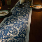 13×72 Inch Table Runner, Retro-Luxury Tassels Series for Kitchen Dining Table Holiday Decoration (Blue Pheonix)
