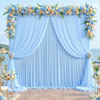 Baby Blue Tulle Backdrop Curtain for Parties Wedding,10ft x 10ft Wrinkle Free Curtain Backdrop,2 Layer Drapes for Backdrop,Polyester Back Drop for Bridal Shower Birthday Baby Shower Photography