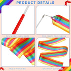 Yilloog Ribbon Dancing Wands Party Favors, 78.7 Inch Gymnastics Ribbon Streamers Rainbow Artistic Ribbon Dancer Twirling Wands, Rainbow Birthday Decorations, Girls Party Games