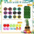 6 Sets Hawaiian Table Centerpieces Pineapple Luau Party Table Decorations Tropical Decor for Beach Summer Party