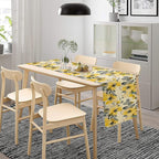 Floral Table Runner,Yellow Flowers Spring Print Table Cloth Kitchen Dining Table Home Party Decoration 13x108 Inch