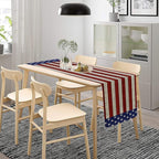 American Flag Table Runner, 4th of July USA Rustic Vintage Wooden Blue Red Stars Stripes Print Table Runner for Farmhouse Kitchen Dining Table Decor, 13x108inch