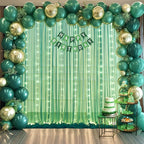 Hunter Green Tulle Backdrop Curtains with Lights String for Parites 10x10ft Sheer Backdrop Curtains Drapes for Birthday Party Bridal Shower Baby Shower Photo Booth Background Decorations