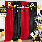 Red Sequin Backdrop 4 Panels 2FTx8FT Christmas Party Backdrop Curtains Photo Background Drapes Glitter Birthday Bridal Backdrop Drapes