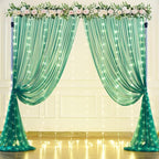 Hunter Green Tulle Backdrop Curtains with Lights String for Parites 10x10ft Sheer Backdrop Curtains Drapes for Birthday Party Bridal Shower Baby Shower Photo Booth Background Decorations
